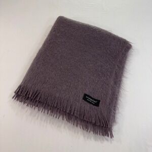 Evangeline‎ Mohair Wool Throw Blanket Mauve Purple Fringe | Luxury Cozy